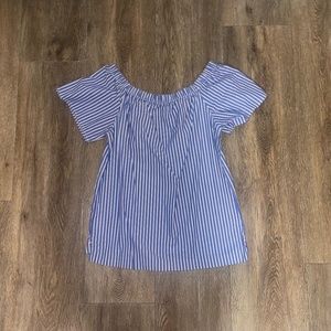 Banana Republic Blue Striped Off-The-Shoulder Blouse